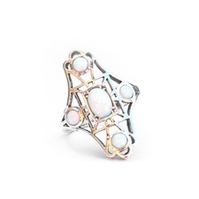 Sterling Silber Opal Navette Ring