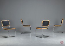 Thonet S32 P Freischwinger Eiche Bauhaus Stuhl Vintage chair mit Polster Schwarz