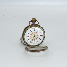 Antike Taschenuhr 800er Silber Handaufzug Double Plateau um 1900 läuft (959)