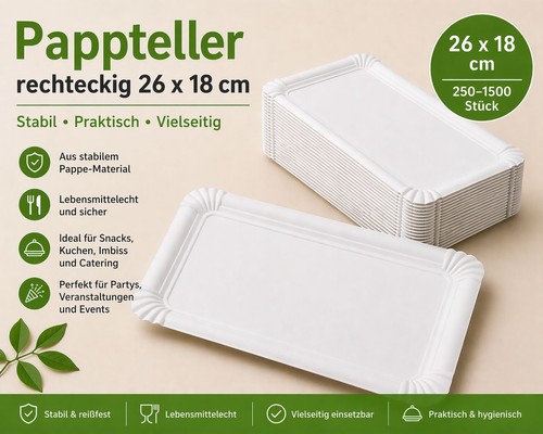 Pappteller eckig 26x18 - eckig,