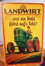 Blechschild Landwirt Traktor Schlepper alte Werbung