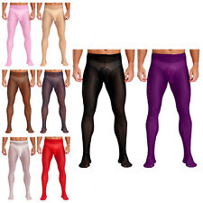 DE Herren Strumphose Nylon Öl Glanz Transparent Unterwäsche Glossy Pantyhose