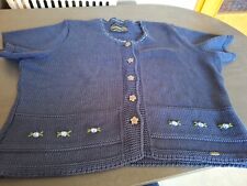 Damen Strickjacke Giesswein Blau mit Kurzarm Gr. 48/50