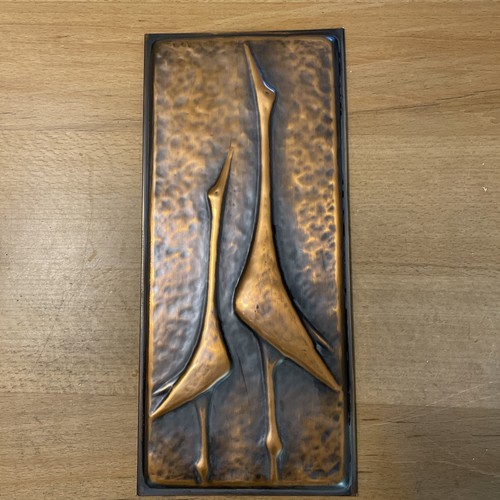 Vintage kupfer wandbild reiher - wandbild,