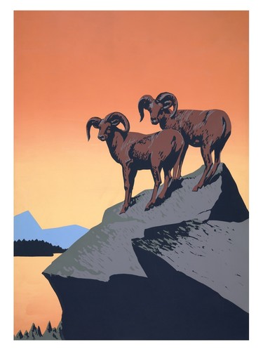 Bergschafe retro poster - bergschafe,