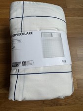 IKEA BREDVECKLARE Bettwäsche-Set, 3-teilig, weiß blau/Karo, 240x220/80x80 cm
