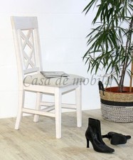 Holzstuhl mit Sitzpolster grau ROSSIO 47x100x44cm Pinie massiv weiß gebürstet