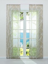 2 STÜCK Gardinen mit Klettband Weiß Flächenvorhang Voile Schiebegardinen Modern