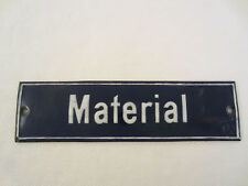 MATERIAL EMAIL EMAILLE EMAILLIERT METALL TÜR SCHUBLADE SCHRANK SCHILD BLAU WEIß 