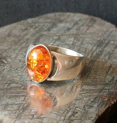 Bernstein ring silber - silber, 925
