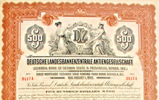 Deutsche Landesbankenzentrale AG histor. $ gold bond 1927 Central Bank germany