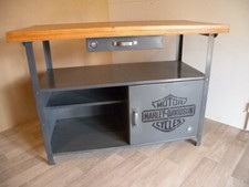 Industrial  Werkbank Werktisch alt mit Harley Davidson Airbrush Art Ron   Nr.322