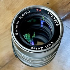 Carl Zeiss Sonnar 2,8/90mm T* für Contax G1 / G2 mit Metal Hood GG-3 - wie NEU!