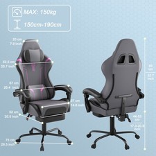 Gaming-Stuhl Bürostuhl PC-Stuhl Höhenverstellbar mit Fußstütze Rollen Max 135kg