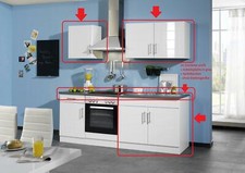 Held Möbel 647.6033  Küchenzeile 210 Hochglanz-weiß anthrazit Küche Schränke NU7