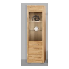 Vitrine Falco, Eiche Massivholz mit Glastüre, Glasböden, HOME AFFAIRE Höhe 190cm