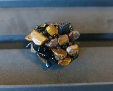 Damenring Tigerauge, Gr.18 mit elastischer Schiene 