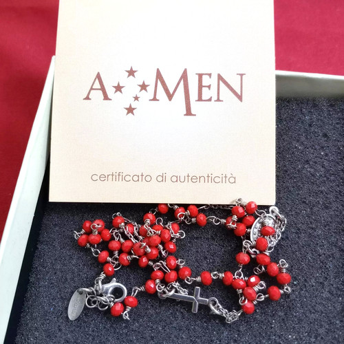Roter rosenkranz kreuzkette - roter,