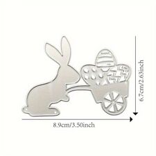 Stanzschablone Osterhase mit Wagen, Größe 8,9 cm x 6,7 cm (037)