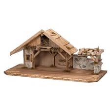 70 cm Weihnachtskrippe Krippe mit Verzierung aus Holz und Gips OHNE Figuren groß