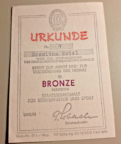 Alte urkunde sportabzeichen - alte,