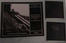 2 Diapositiv MAN Dieselschlepper Forstarbeit Seilwinde Langholz ca 1960 Original