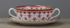Spode Fleur De Lys Red Suppentasse Tasse mit Unterteller Untertasse Untere