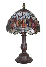Historische Tischleuchte „Villa Tiffany“ Jugendstil Libellen Glasschirm Lampe