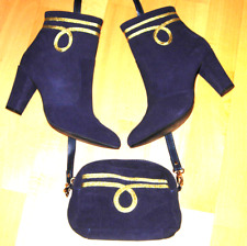 Set  Stiefelette +  Handtasche  Alba Moda   marine/gold   Gr. 39  NEU