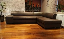 Rindsleder Ecksofa Echtleder Sofa Couch mit Schlaf Funktion 100%  Echtes Leder
