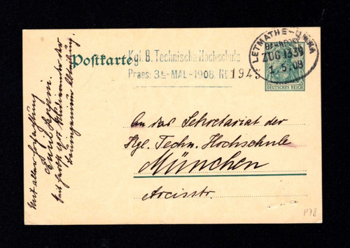 Bahnpost 1908 letmathe - "letmathe,