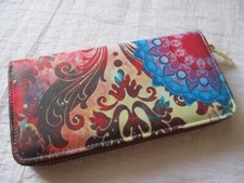 Geldbörse Portemonnaie Ornamente Bunt Kunstleder Geldbeutel Reißverschlüsse