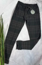 NEU Jogpants super Stretch KARO Hose Jogger Italy NEU kariert BRAUN 38 40 42