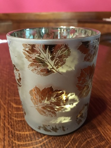 Teelichtglas dekor blatt - teelichtglas,