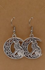 1x Paar Halbmond Wolf Edelstahl Ohrhänger Modeschmuck Halloween Gothic