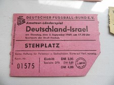 alte EINTRITTSKARTEN Fußballspiel Deutschland gegen Israel vom 2. September 1969