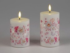 2er Set LED Kerzen Rosendekor