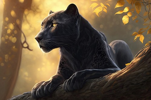 Wandbild panther schwarz - panther, in