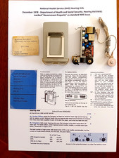  1978 DHSS Hörgeräteteil zerlegt, montiert & auf A4 Seite ausgestellt. GRATIS Versand