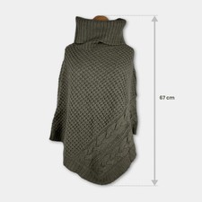 Strickponcho WE Rollkragen Damen Gr S Olivgrün 30% Alpaka Wolle Zustand sehr gut