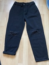 Lässige Jeans Gummizug Schwarz Stretch Gr XL 44/46 Neuw