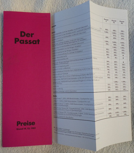 Preisliste prospekt vw - preisliste,