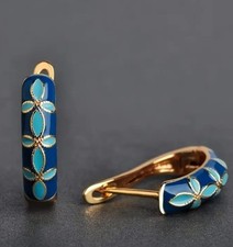 Emaille Creolen 18K vergoldet