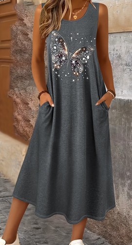 Markenlos kleid grau bunter - markenlos,