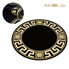 Mäander Teppich Schwarz Rund