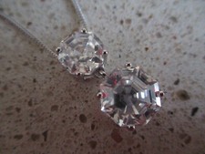 NEU Diamonique Stein Set Sterlingsilber Anhänger - 18" Kette