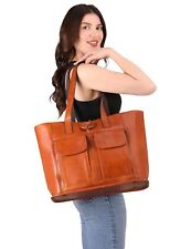 Damen Echte Vintage Leder Tote Schultertasche Freizeit Reise Laptop Büro Tasche
