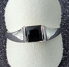 massiv Sterling Silber 925 moderner Herrenring mit einem schwarzem Zirkonia