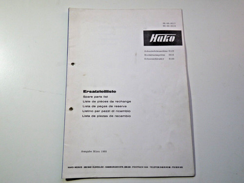 Ersatzteilliste hako variette - ersatzteilliste,