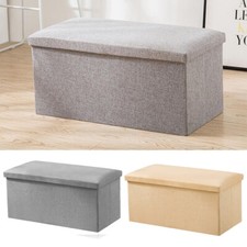 Sitzhocker mit Stauraum Sitzbank Sitztruhe Aufbewahrungsbox Leinen Faltbar